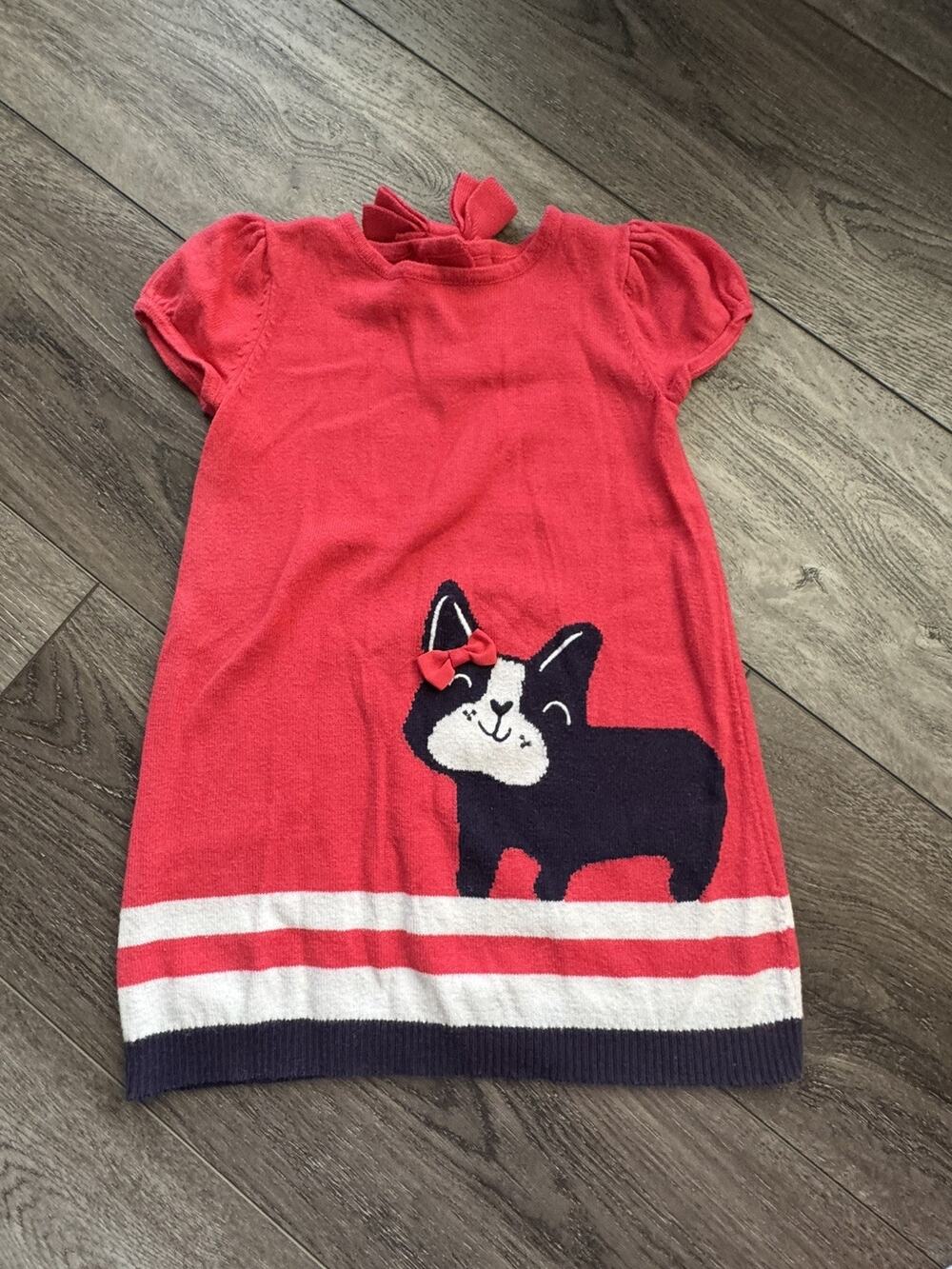 Vintage 2015 Gymboree Ciao Puppy Red Sweater Dress 2T